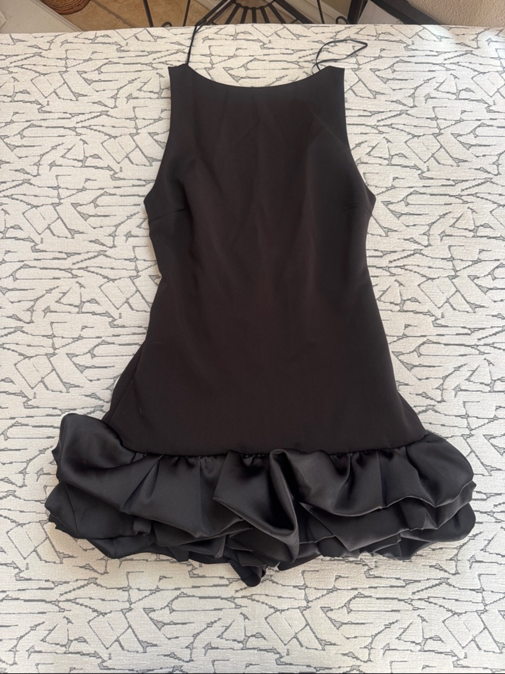 Zara Black Ruffle-Hem Mini Dress